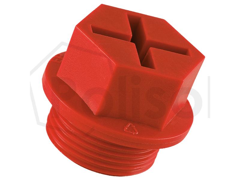 Tapón roscado sellante rojo de HDPE